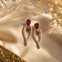 Crimson Halo Statement Earrings