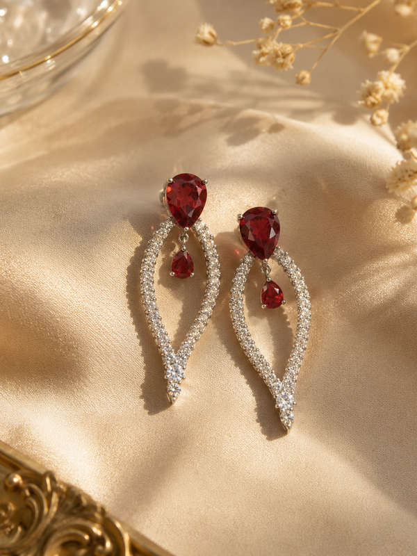 Crimson Halo Statement Earrings