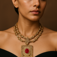 Regal Ruby Kundan Heritage Necklace Set