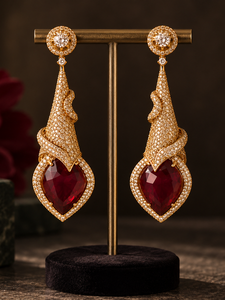 Mehr Ruby Sculptural Drop Earrings