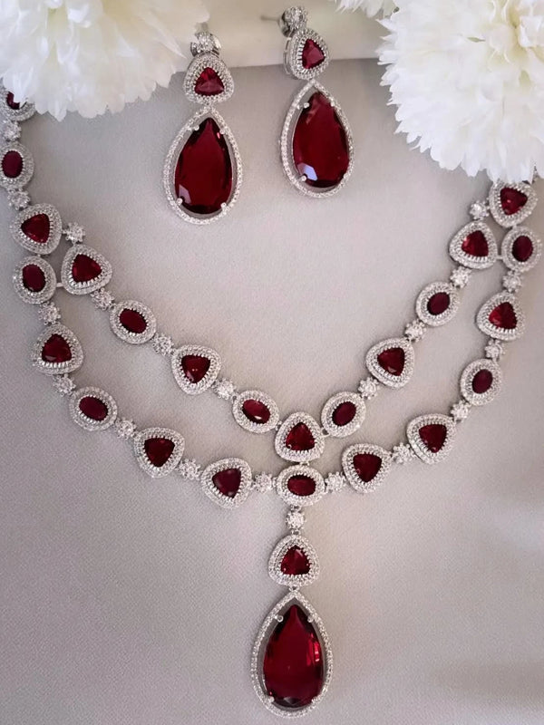 Crimson Glaze Diamond Necklace Set