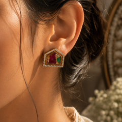 Mosaic Ruby Statement Studs