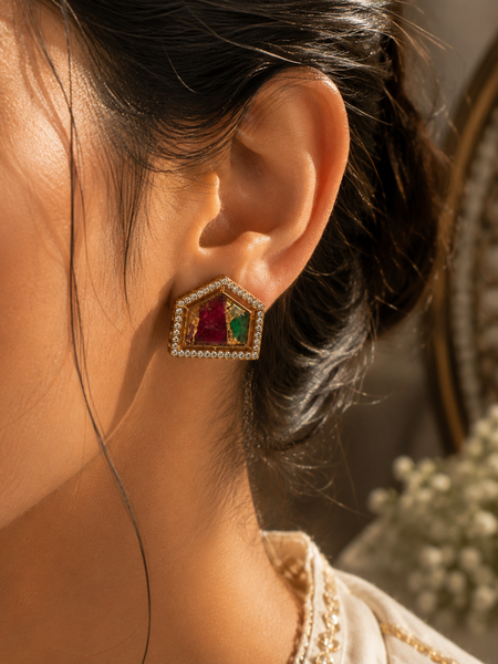 Mosaic Ruby Statement Studs