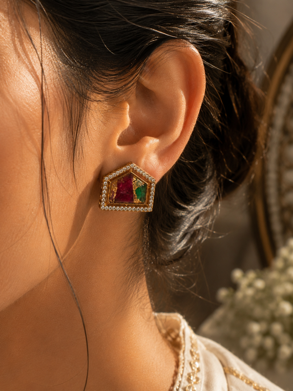 Mosaic Ruby Statement Studs