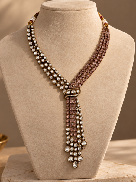 Roshanara Blush Polki Necklace & Earrings Set