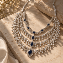 Neelara Sapphire Cascading Necklace & Earrings Set