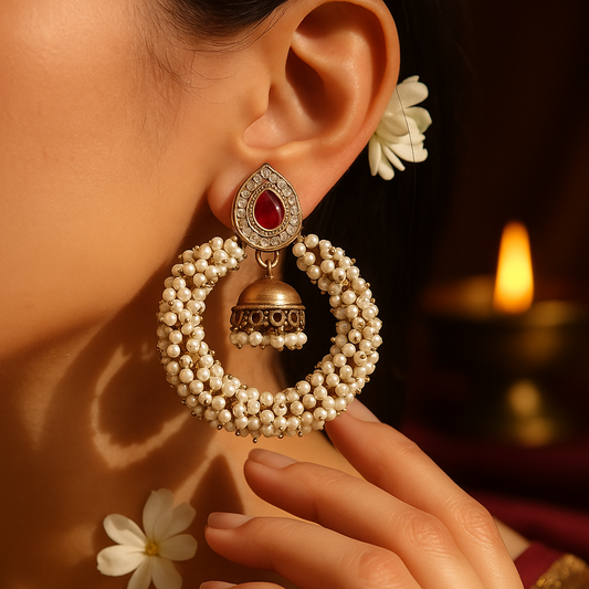 Aarohi Pearl Ember Earrings