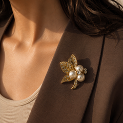 Pearl Garden Gold Brooch