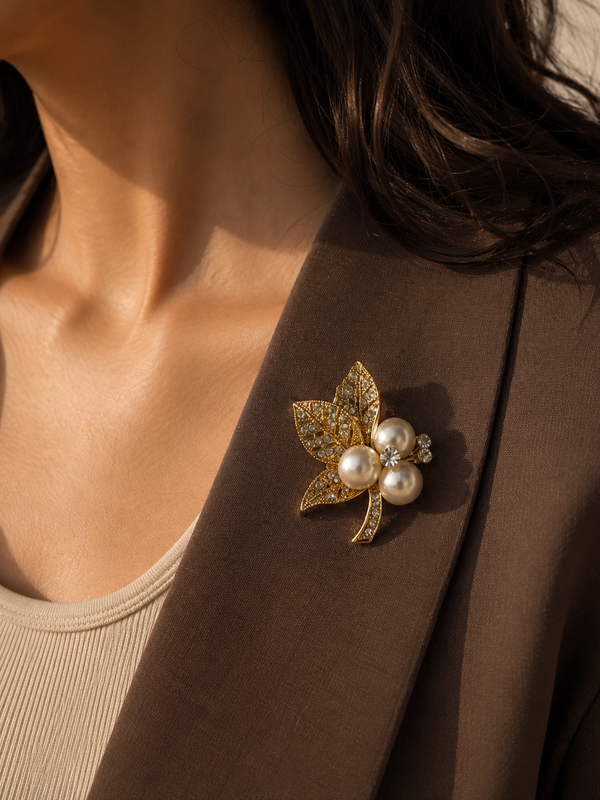 Pearl Garden Gold Brooch
