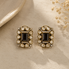 Noir Polki Frame Statement Studs