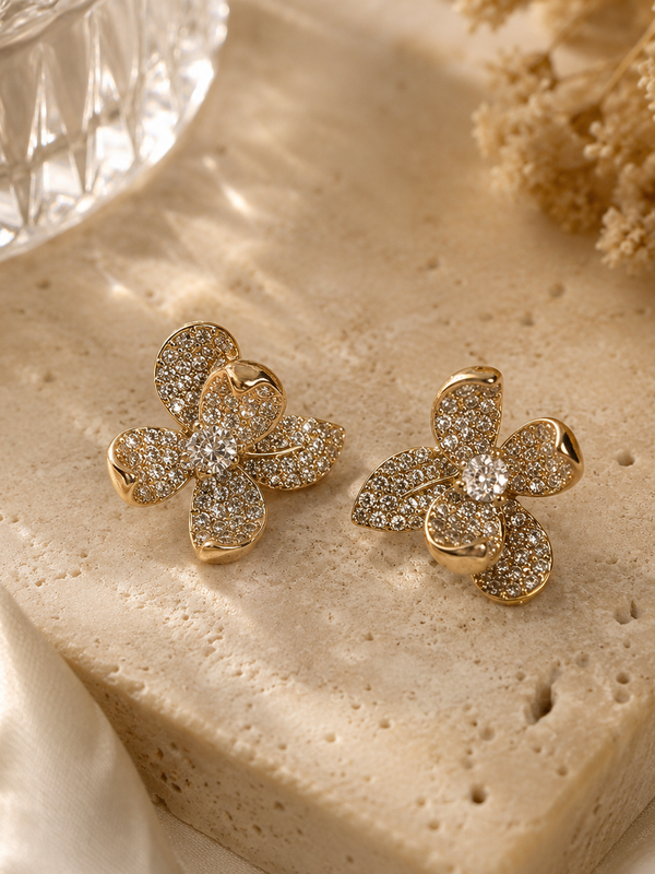 Camellia Charm Hoop Earrings