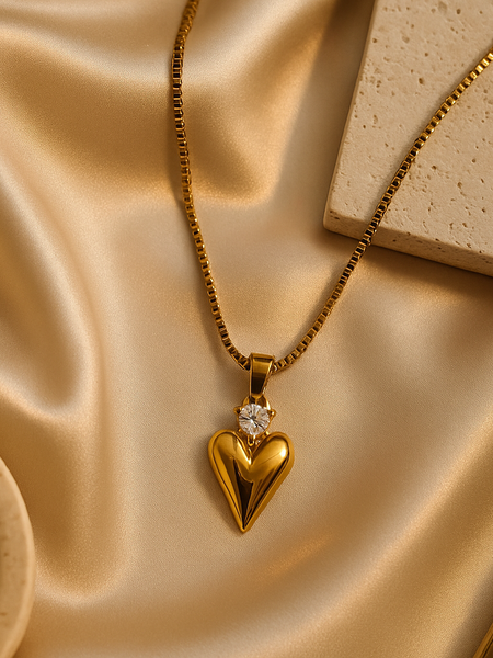 Golden Embrace Heart Pendant Necklace