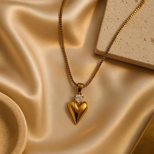 Golden Embrace Heart Pendant Necklace