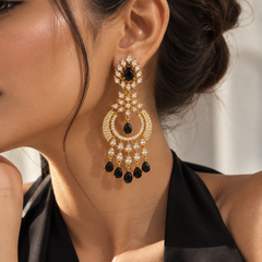 Noor Black Chandbali Earrings