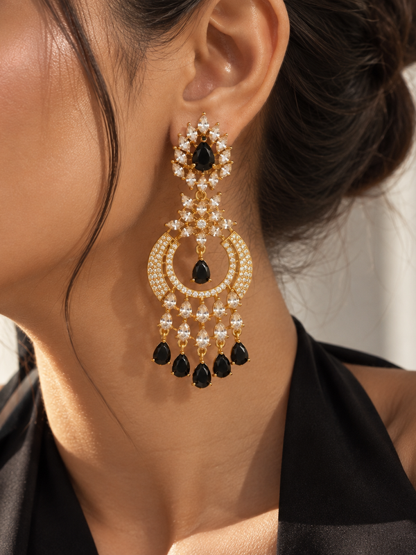 Noor Black Chandbali Earrings