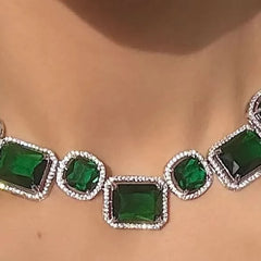 Imperial Emerald Diamond Necklace Set