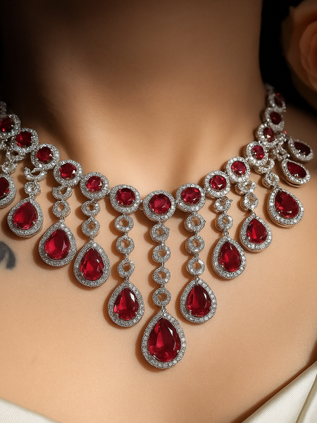 Rouge Cascade Diamond Necklace Set