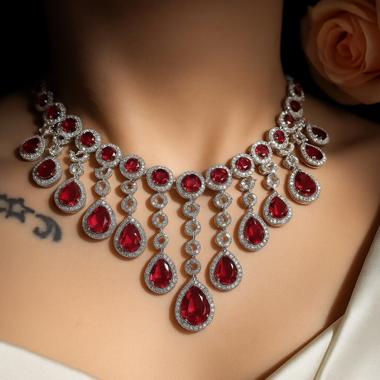 Rouge Cascade Diamond Necklace Set
