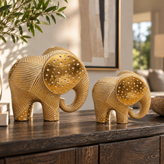 The Golden Bond – Elephant Duo Sculpture Set