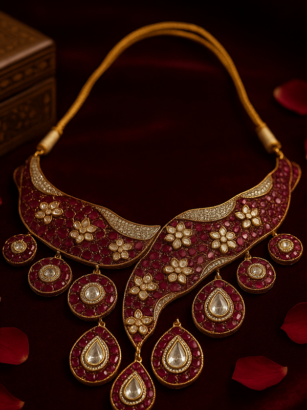Maharani Gulzar Ruby Kundan Necklace Set