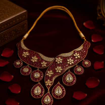 Maharani Gulzar Ruby Kundan Necklace Set