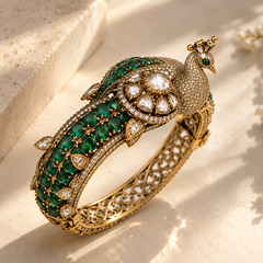Mayurani Emerald Polki Peacock Kada