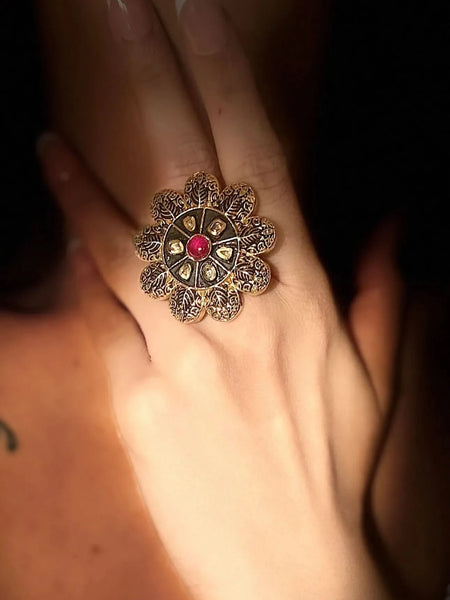 Rani Kalika Meenakari Ring