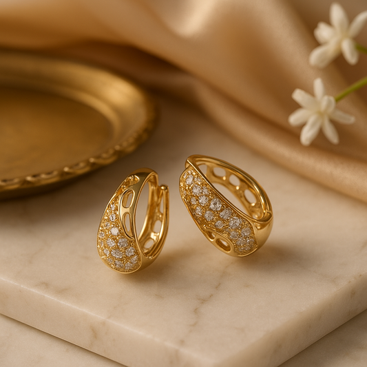 Gold Diamond Mini Hoop Earrings