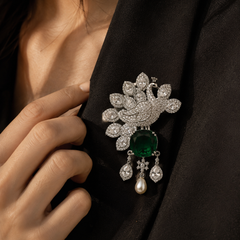 The Emerald Mayura Statement Brooch