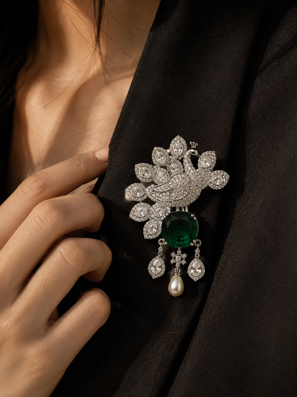 The Emerald Mayura Statement Brooch