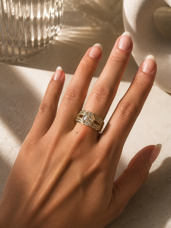 Noor Solitaire Statement Ring