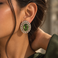 Elara Olive Halo Studs