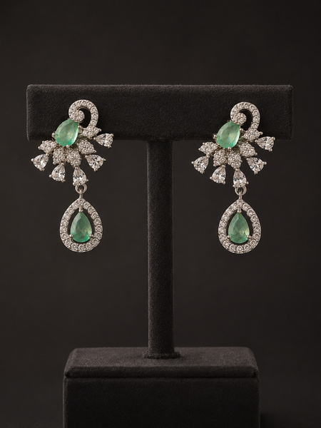 Evara Mint Crystal Drop Earrings