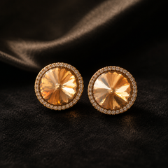 Champagne Halo Stud Earrings