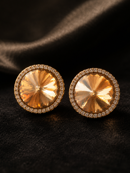 Champagne Halo Stud Earrings