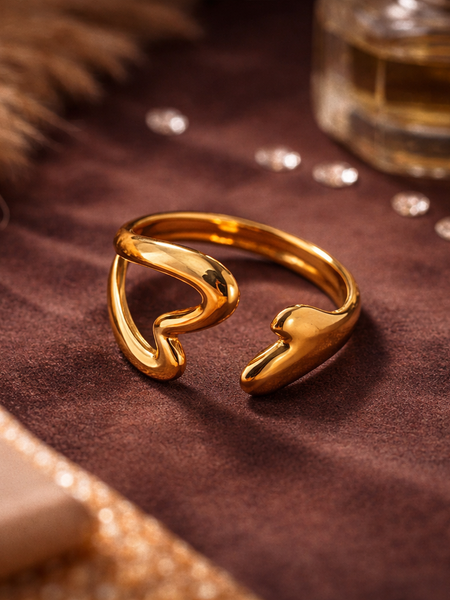 Luna Heart Open Gold-Plated Ring