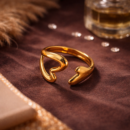Luna Heart Open Gold-Plated Ring
