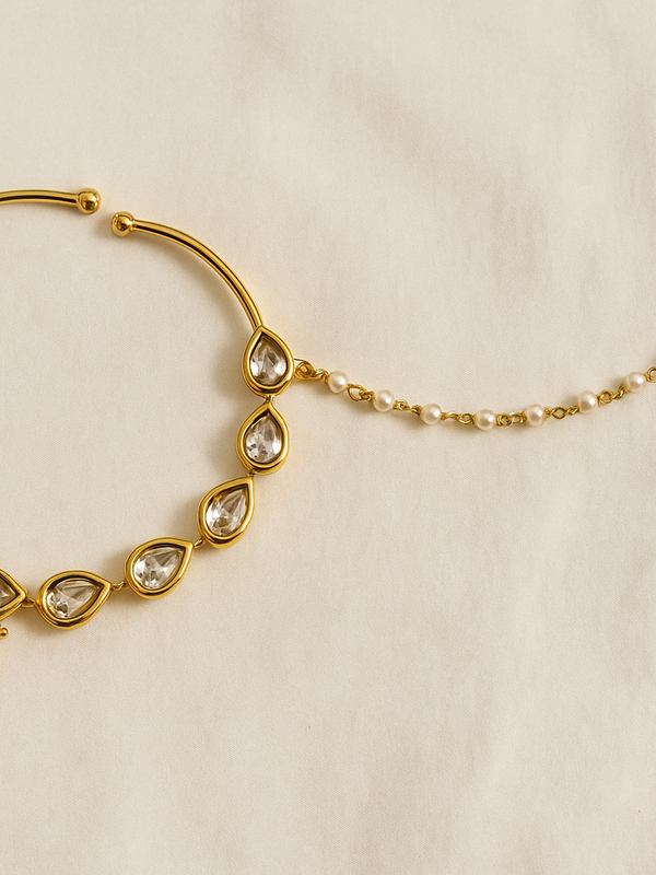 Oversized Kundan & Pearl Bridal Nath with Chain