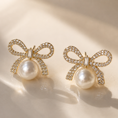Colette Pearl Bow Stud Earrings