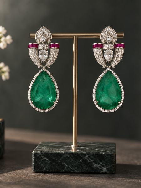 Meher Emerald & Ruby Statement Necklace Set