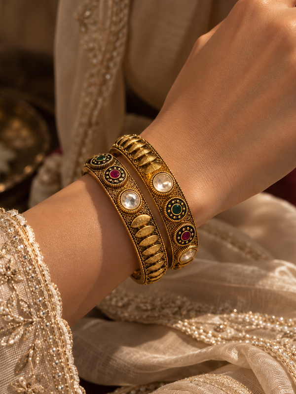 Maharani Navratan Heritage Bangle Set