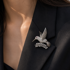 Crystal Hummingbird Brooch