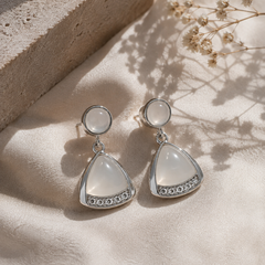 Luna Mother of Pearl Drop Earrings (Silver)