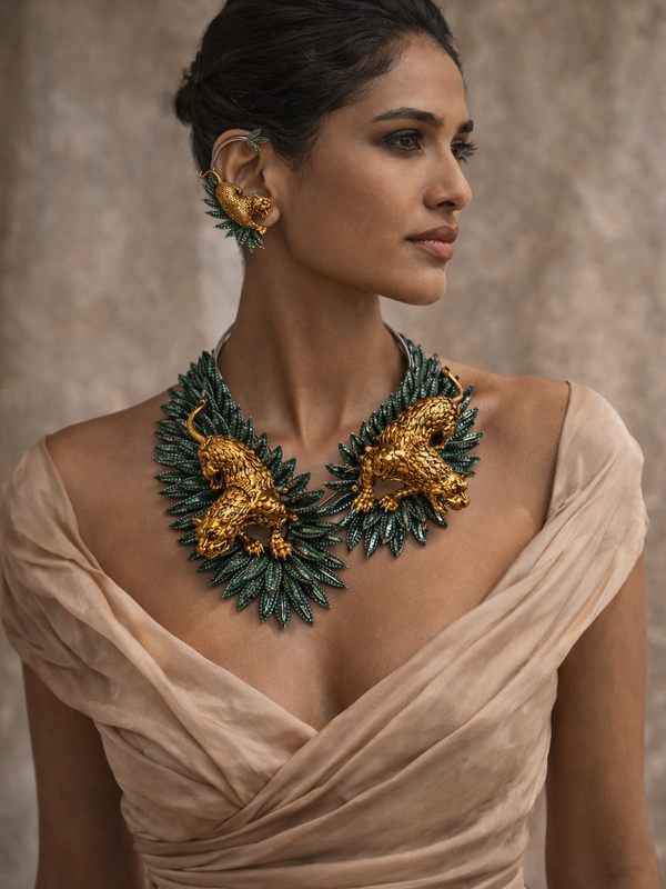 Emerald Panther Royale Statement Set
