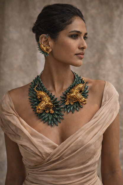 Emerald Panther Royale Statement Set