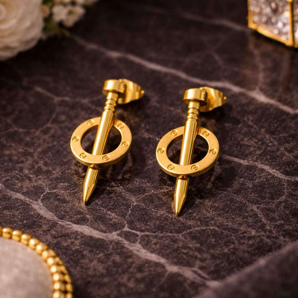 Axel Screw Drop Stud Earrings