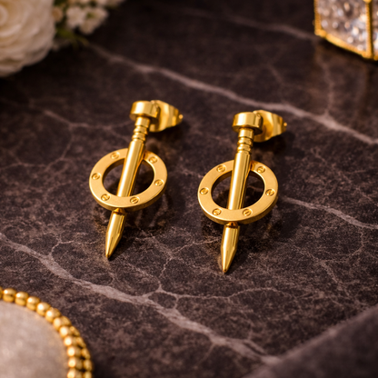 Axel Screw Drop Stud Earrings