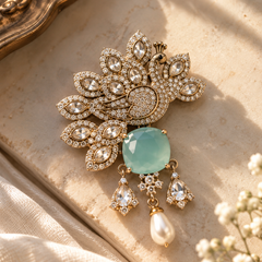 Meher Mint Peacock Brooch