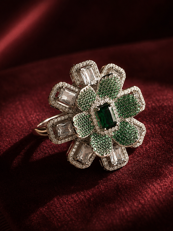 Verdant Bloom Cocktail Ring