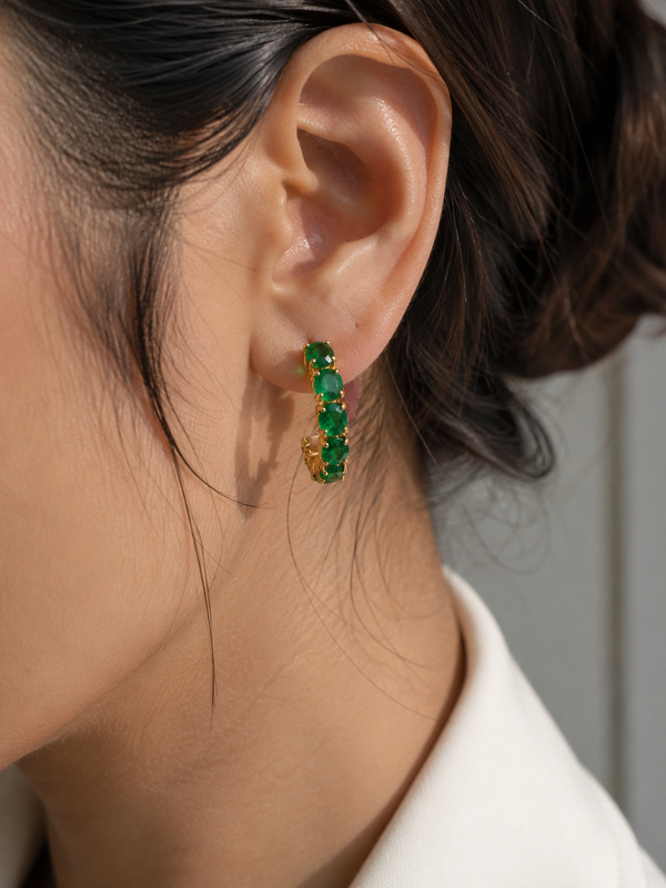 Verde Luxe Emerald Huggie Earrings